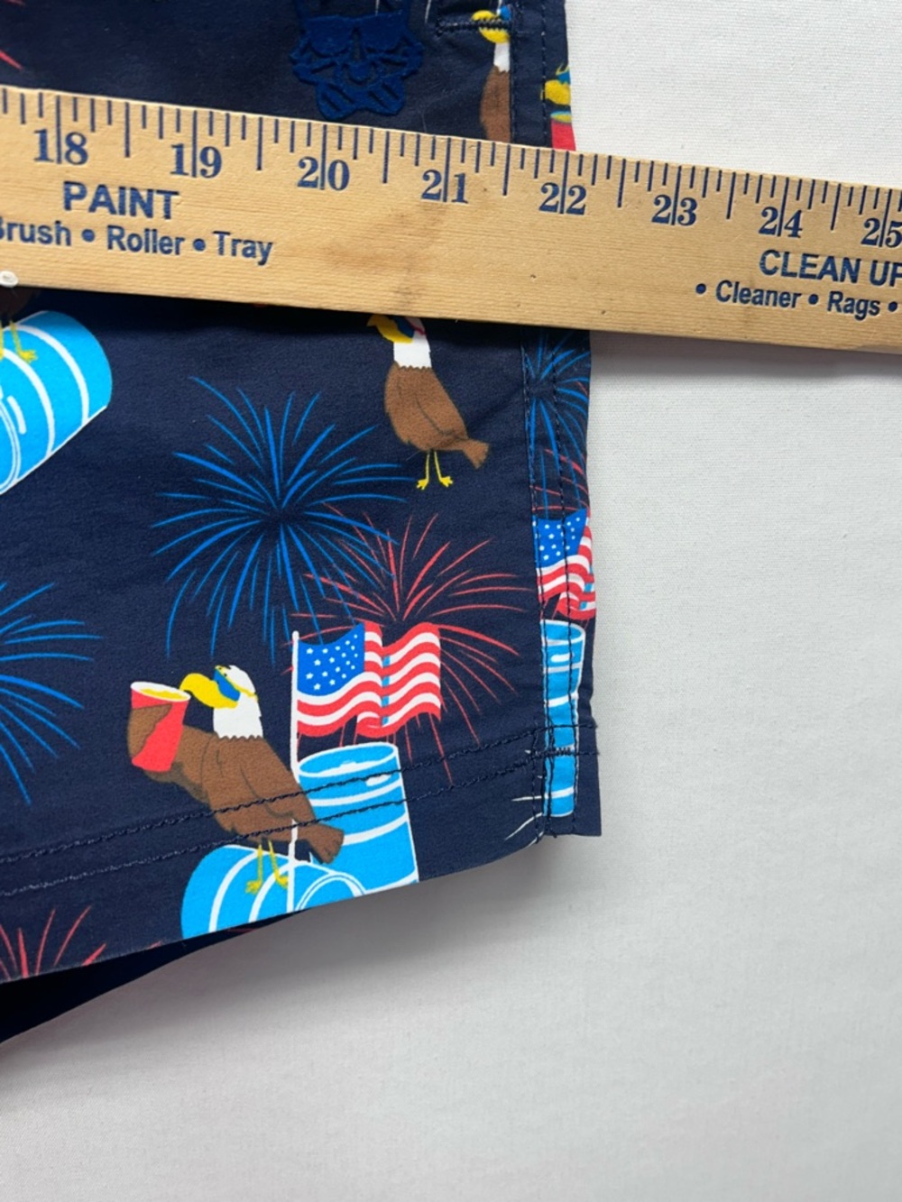Navy Patriotic Eagle Print Swim Trunks Party Pants XL NWT - Picture 6 of 12